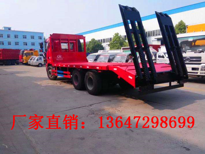 国六解放J6后八轮平板运输车