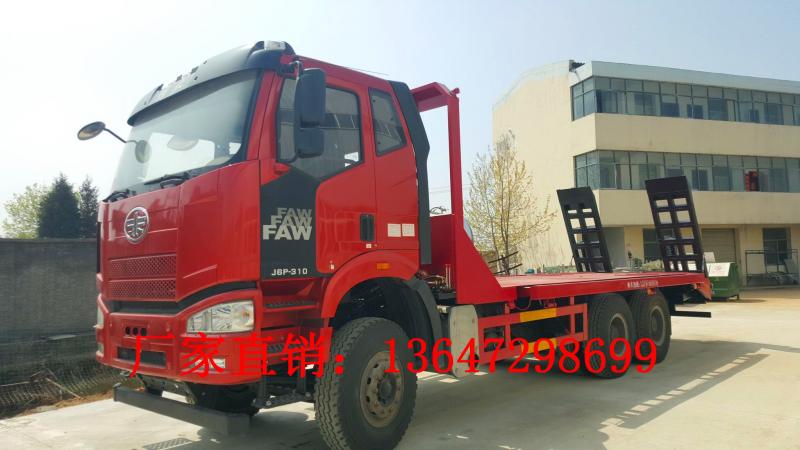 国六解放J6后八轮平板运输车