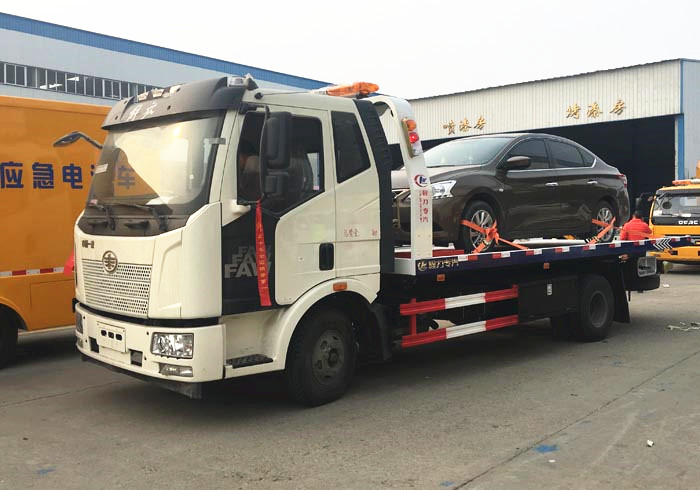 解放J6一拖二清障车