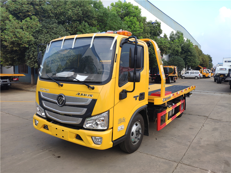 国五新款福田欧马可蓝牌一拖二清障车