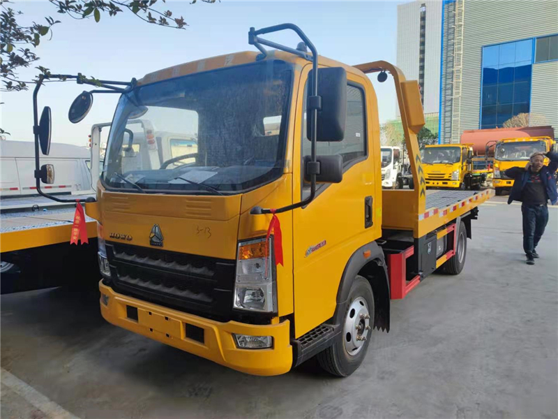 国五重汽豪沃蓝牌全落地一拖二清障车