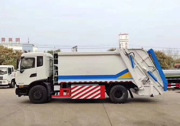 东风天锦国六天然气14方后挂桶压缩式垃圾车