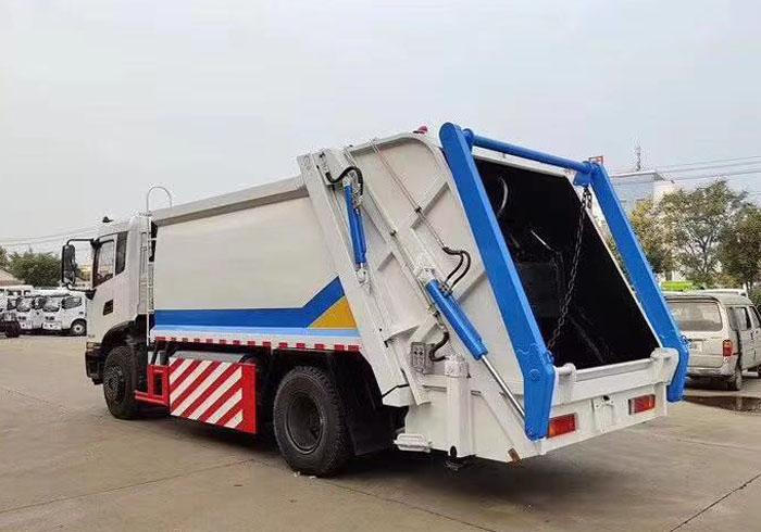 东风天锦国六天然气14方后挂桶压缩式垃圾车