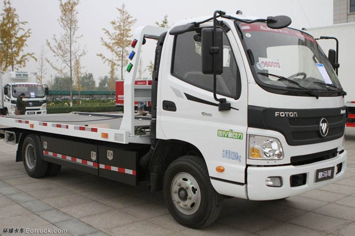 欧马可黄牌一拖二救援车|全落地平板清障车