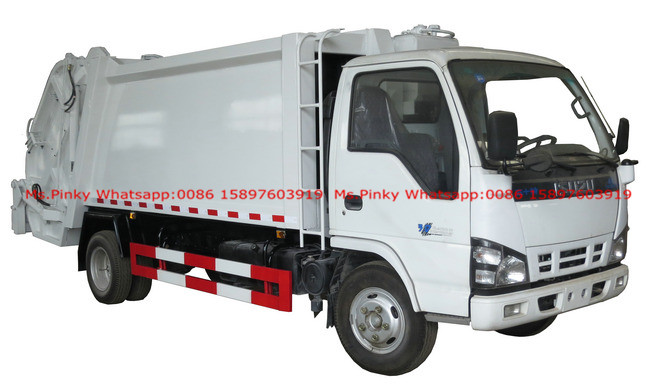 600P 120HP ISUZU Compactor Garbage Truck 5000Liters Rear Loader Trucks