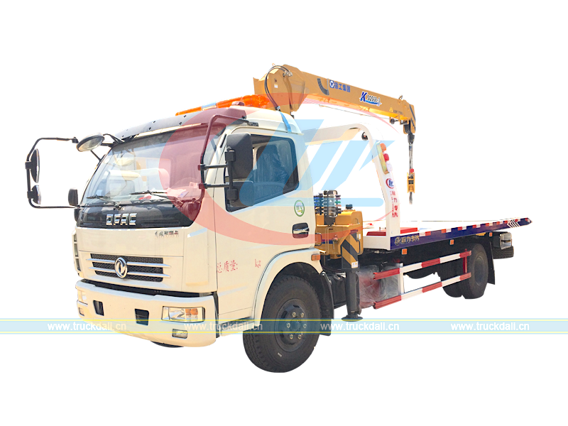 4T Flatbed Wrecker With Crane Dongfeng 
