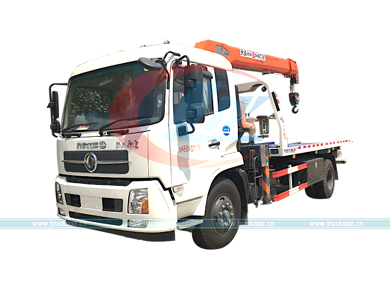 6T Flatbed Wrecker With Crane Dongfeng 