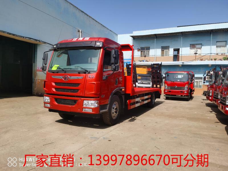 解放龙v单桥6.5米平板运输车
